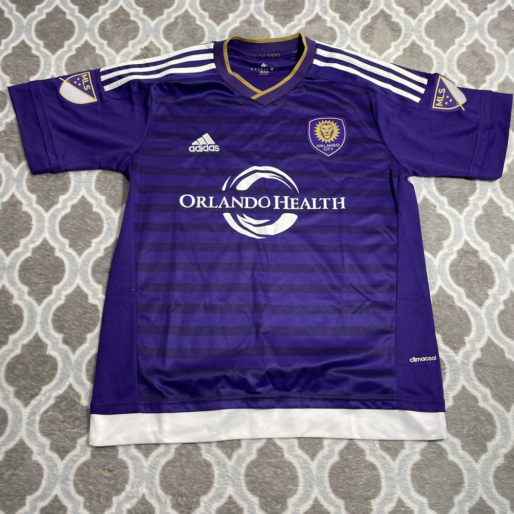 Adidas Orlando City SC Jersey Mens Medium Purple MLS Soccer Climacool Short Slv